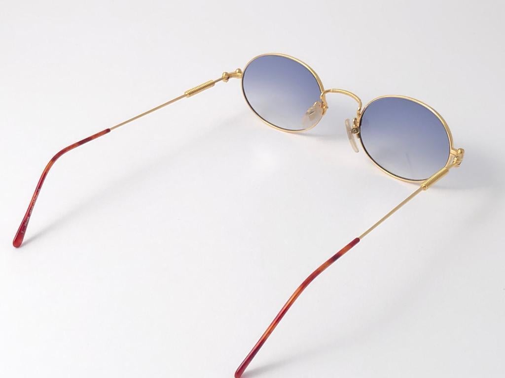 New Vintage Jean Paul Gaultier 55 4179 Gold Oval Frame Sunglasses 1990's Japan 1