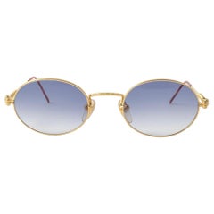 Nuovo Vintage Jean Paul Gaultier 55 4179 Occhiali da sole con montatura ovale in oro anni '90 Giappone