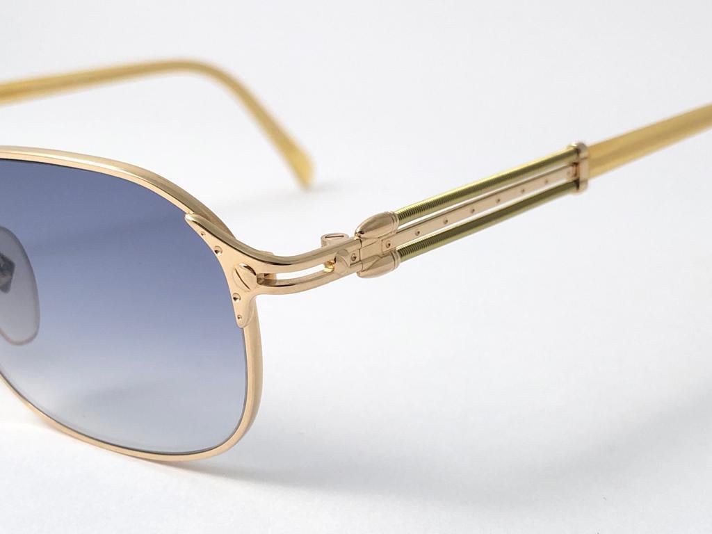 Gray New Vintage Jean Paul Gaultier 55 5107 Gold Frame Sunglasses 1990's Japan
