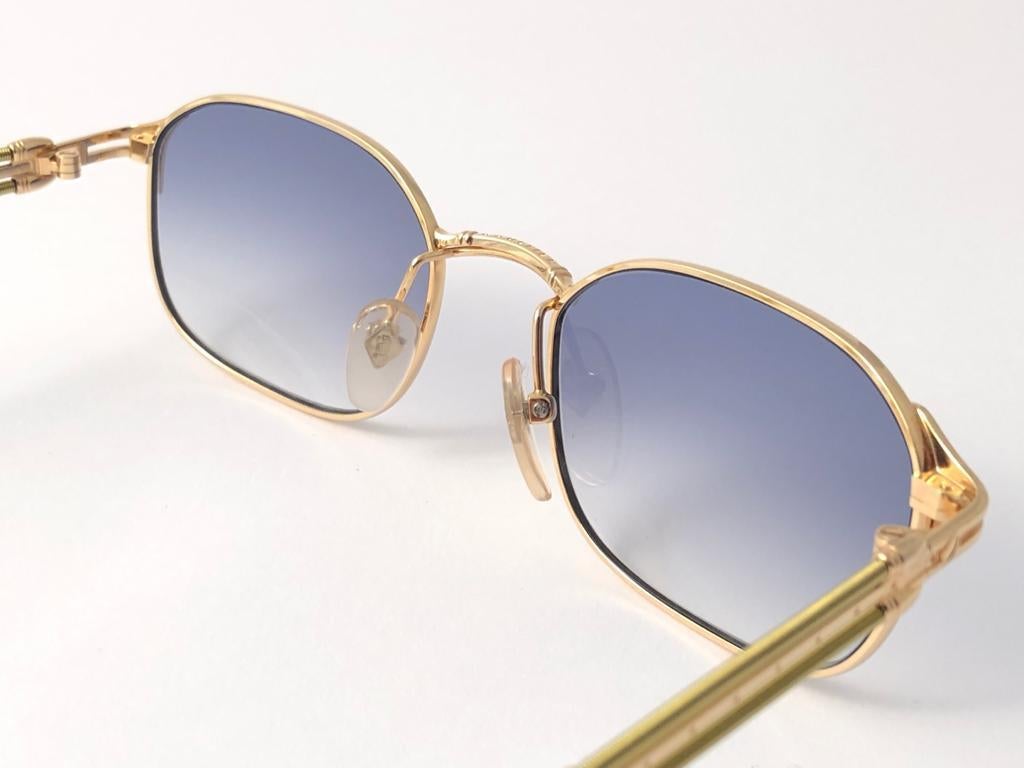 Women's or Men's New Vintage Jean Paul Gaultier 55 5107 Gold Frame Sunglasses 1990's Japan