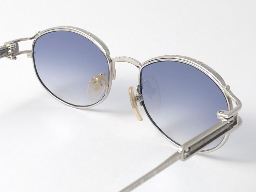 New Vintage Jean Paul Gaultier 55 5109 Silver Oval Frame Sunglasses 1990's Japan In New Condition In Baleares, Baleares