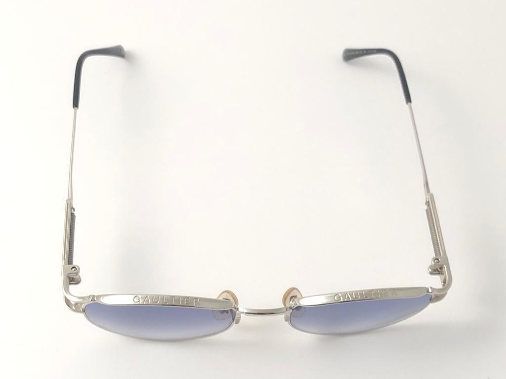 New Vintage Jean Paul Gaultier 55 5109 Silver Oval Frame Sunglasses 1990's Japan 2