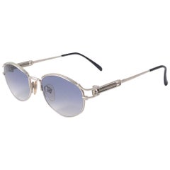 New Vintage Jean Paul Gaultier 55 5109 Silver Oval Frame Sunglasses 1990's Japan