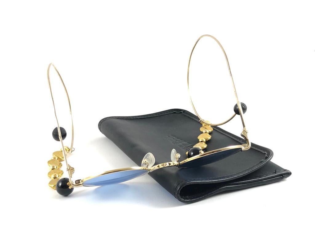 Neu Vintage Jean Paul Gaultier 55 9673 vergoldete Vintage-Sonnenbrille mit Juwelen 1990er Japan im Angebot 5
