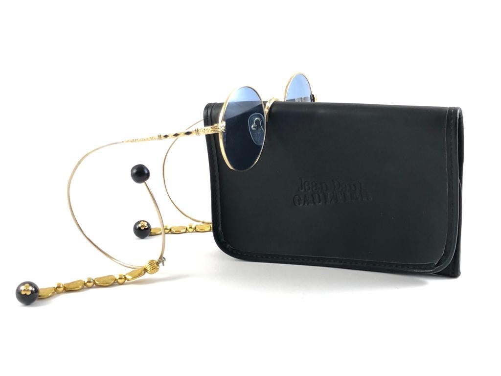 Neu Vintage Jean Paul Gaultier 55 9673 vergoldete Vintage-Sonnenbrille mit Juwelen 1990er Japan im Angebot 6