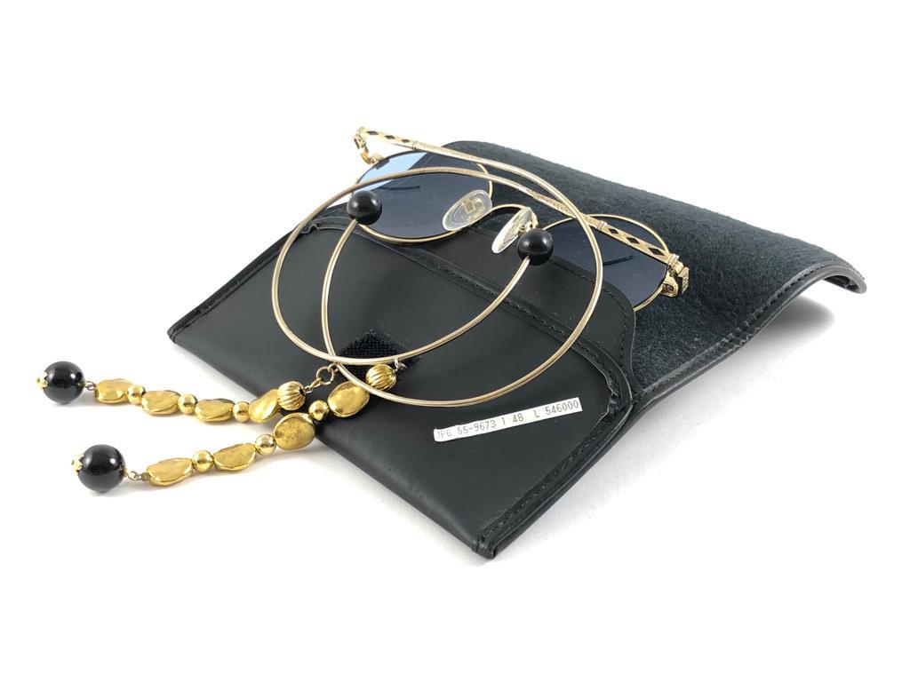 Neu Vintage Jean Paul Gaultier 55 9673 vergoldete Vintage-Sonnenbrille mit Juwelen 1990er Japan im Angebot 7
