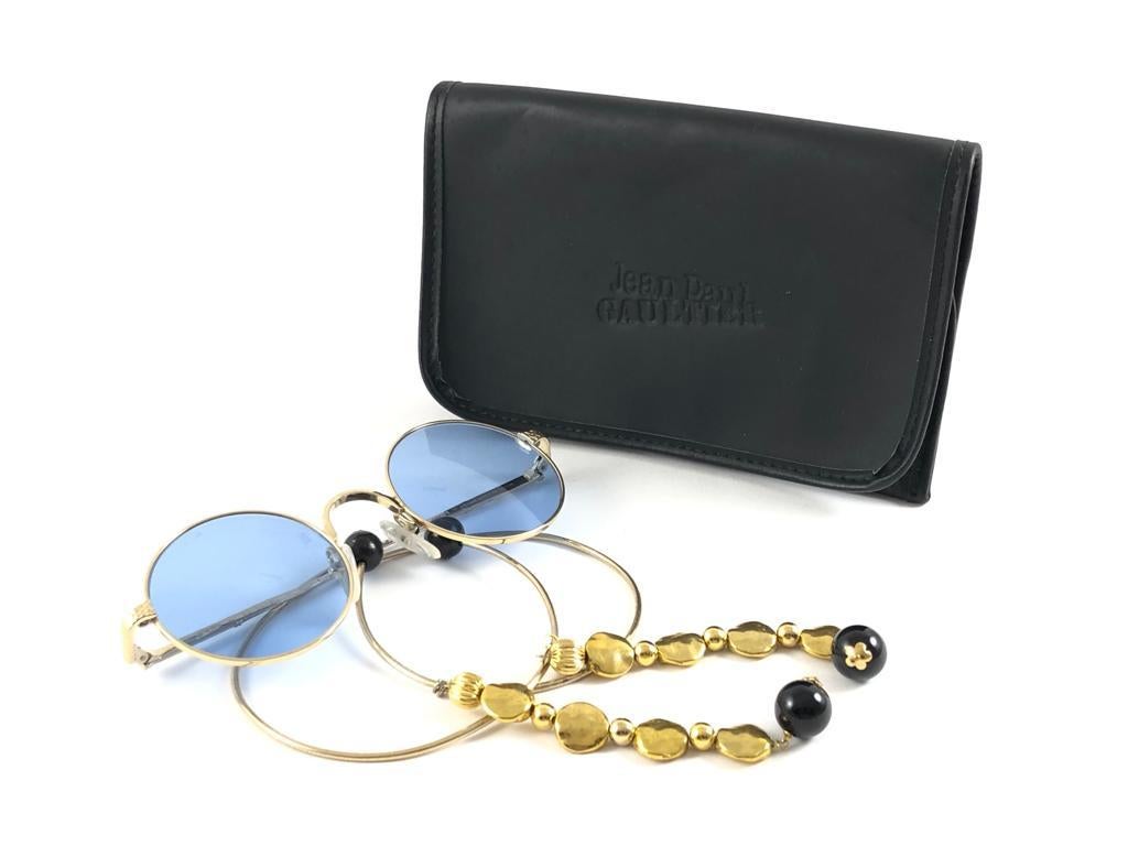 New Vintage Jean Paul Gaultier 55 9673 Gold Plated Jewel Sunglasses 1990's Japan For Sale 10