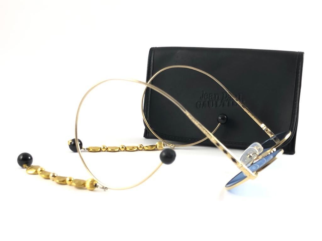 Neu Vintage Jean Paul Gaultier 55 9673 vergoldete Vintage-Sonnenbrille mit Juwelen 1990er Japan im Angebot 11