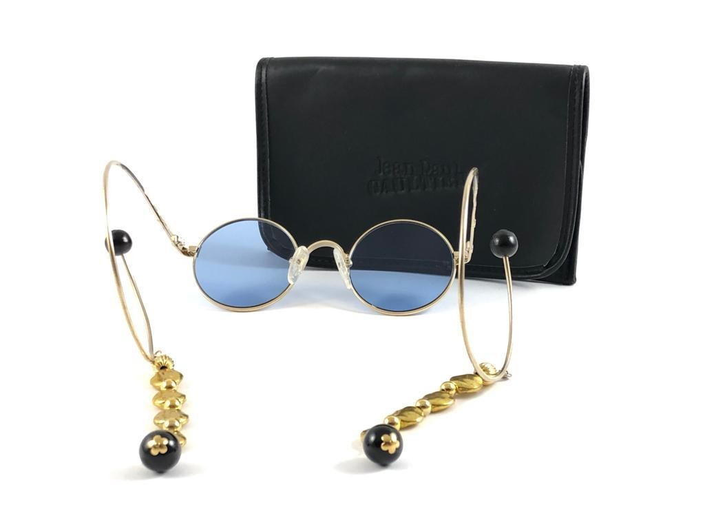 New Vintage Jean Paul Gaultier 55 9673 Gold Plated Jewel Sunglasses 1990's Japan For Sale 12