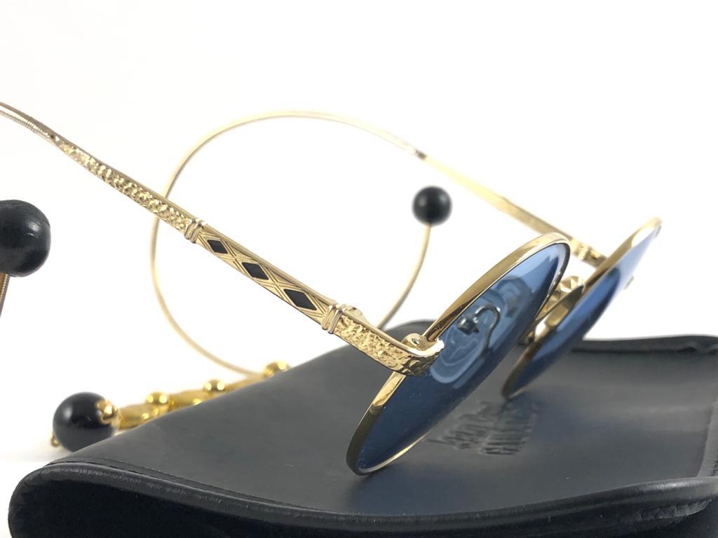 New Vintage Jean Paul Gaultier 55 9673 Gold Plated Jewel Sunglasses 1990's Japan For Sale 1