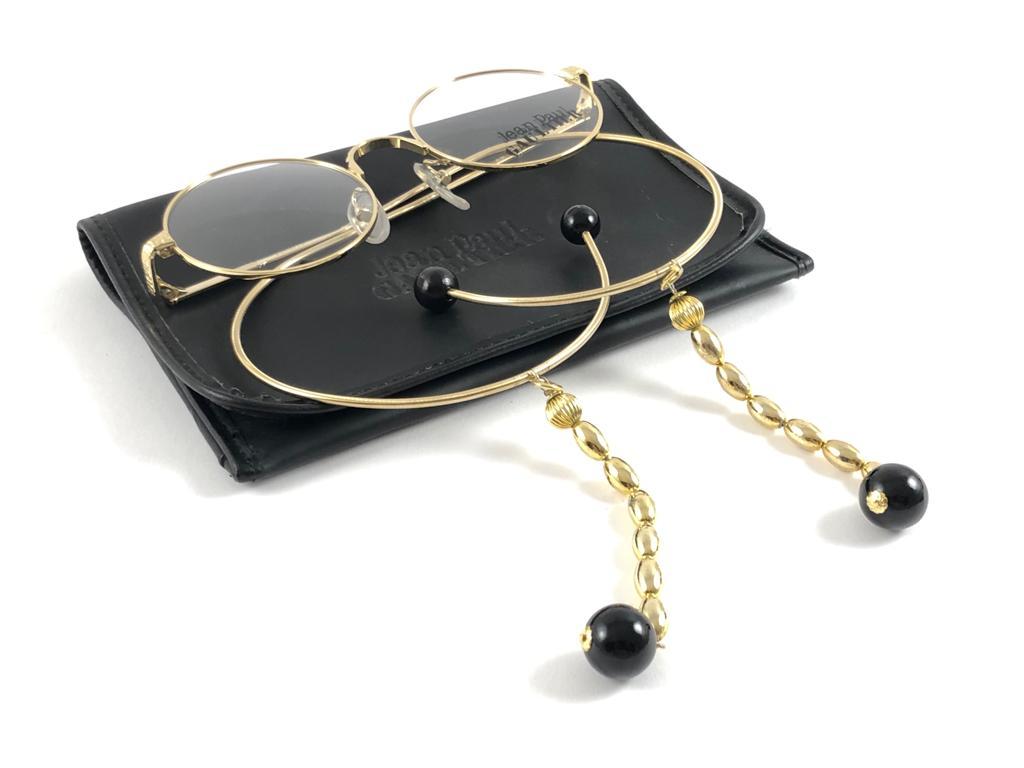 New Vintage Jean Paul Gaultier 559673 RX Gold Plated Jewel Sunglasses 90's Japan For Sale 3