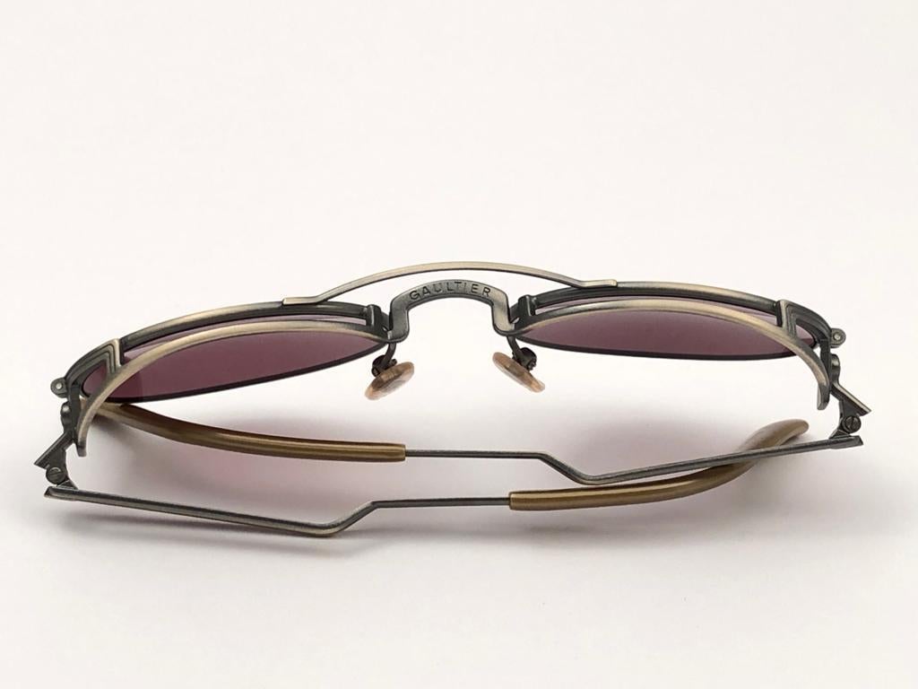 New Vintage Jean Paul Gaultier 56 7107 Silver Matte Japan Sunglasses Japan 5