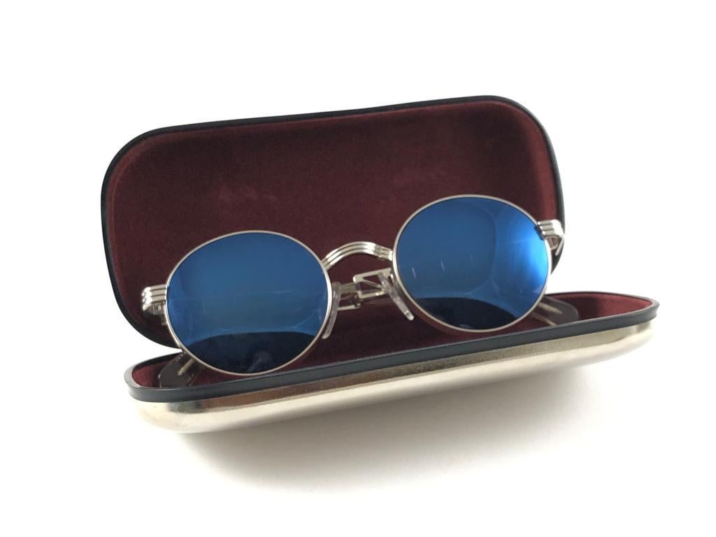 Neu Vintage Jean Paul Gaultier 56 0173 Rundes blaues Lens 1990er Sonnenbrille Japan, Vintage (Grau) im Angebot