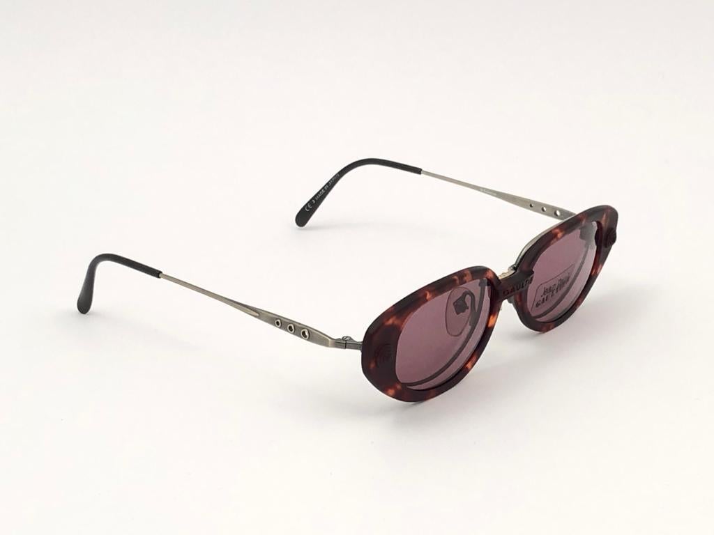 Women's or Men's New Vintage Jean Paul Gaultier 56 7205 Magnetic Tortoise Japan Sunglasses  For Sale