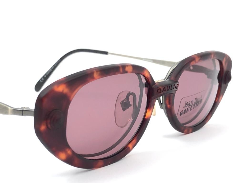 New Vintage Jean Paul Gaultier 56 7205 Magnetic Tortoise Japan Sunglasses  For Sale 1