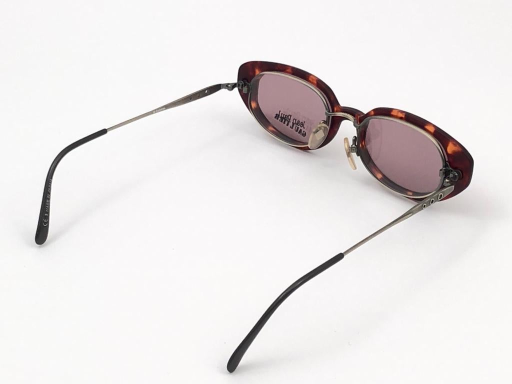 New Vintage Jean Paul Gaultier 56 7205 Magnetic Tortoise Japan Sunglasses  For Sale 4