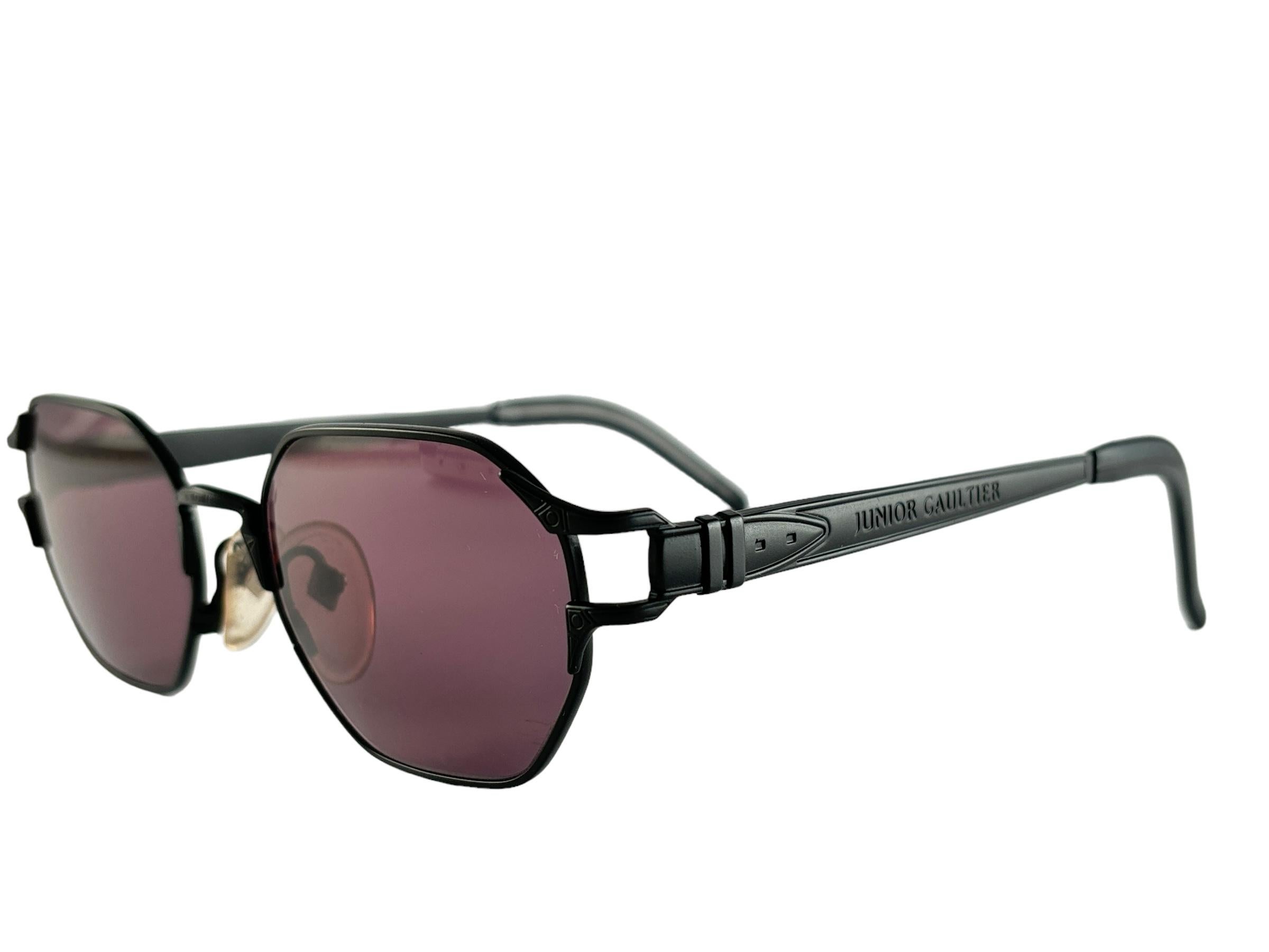New Vintage Jean Paul Gaultier 56 4173 Occhiali da sole con montatura nera opaca 1990'S Japan in vendita 3