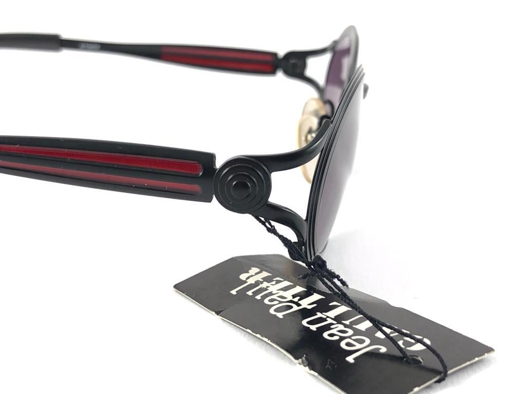 New Vintage Jean Paul Gaultier 56 7114 Oval Black Frame Sunglasses 1990'S Japan For Sale 1