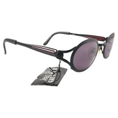 New Vintage Jean Paul Gaultier 56 7114 Oval Black Frame Sunglasses 1990'S Japan