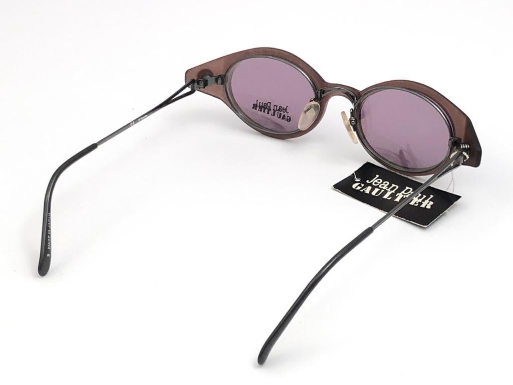 Jean Paul Gaultier - Lunettes de soleil japonaises vintage en écailles de tortue magnétiques 56 7202, état neuf  1