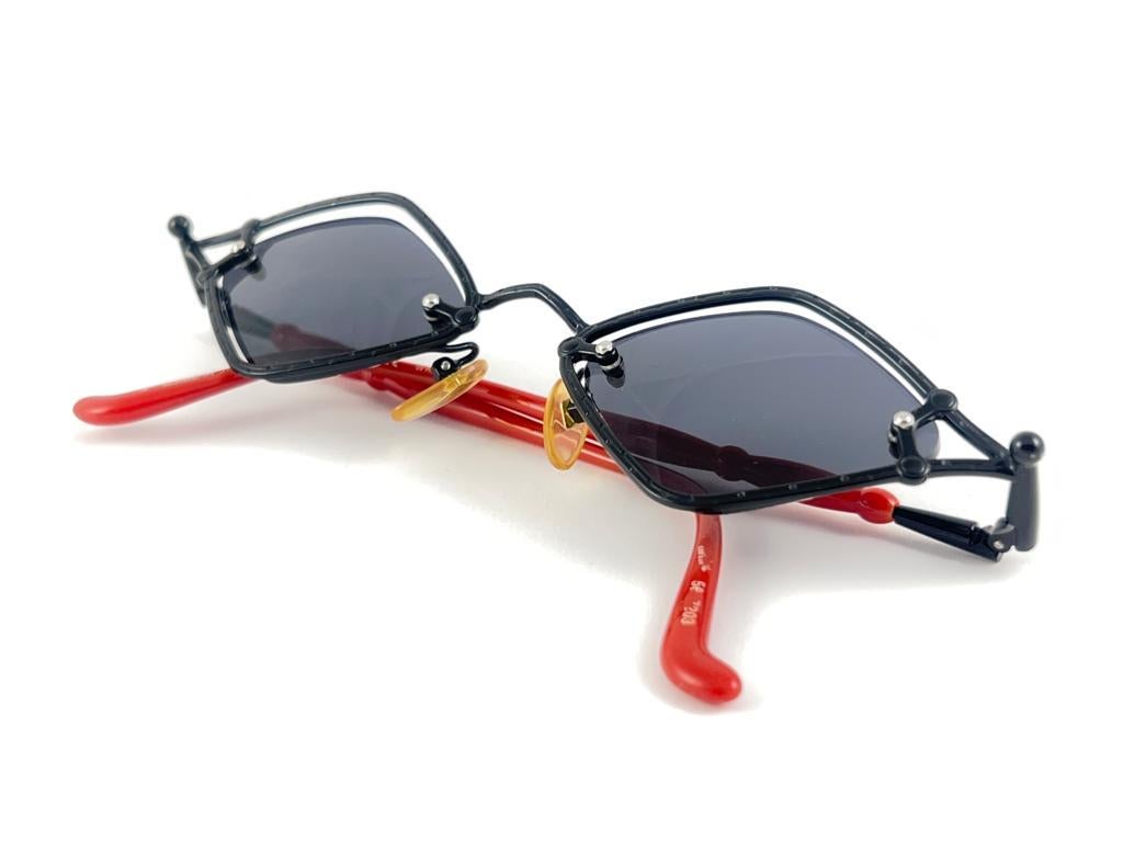 New Vintage Jean Paul Gaultier 56 7203 Red & Black Sunglasses 90's Japan 6