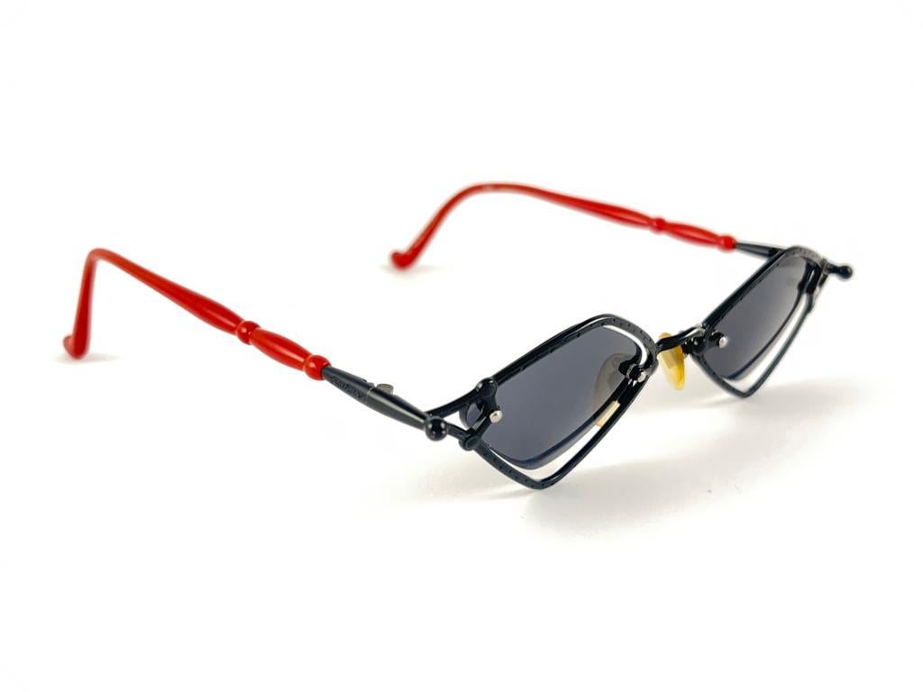 New Vintage Jean Paul Gaultier 56 7203 Red & Black Sunglasses 90's Japan 4