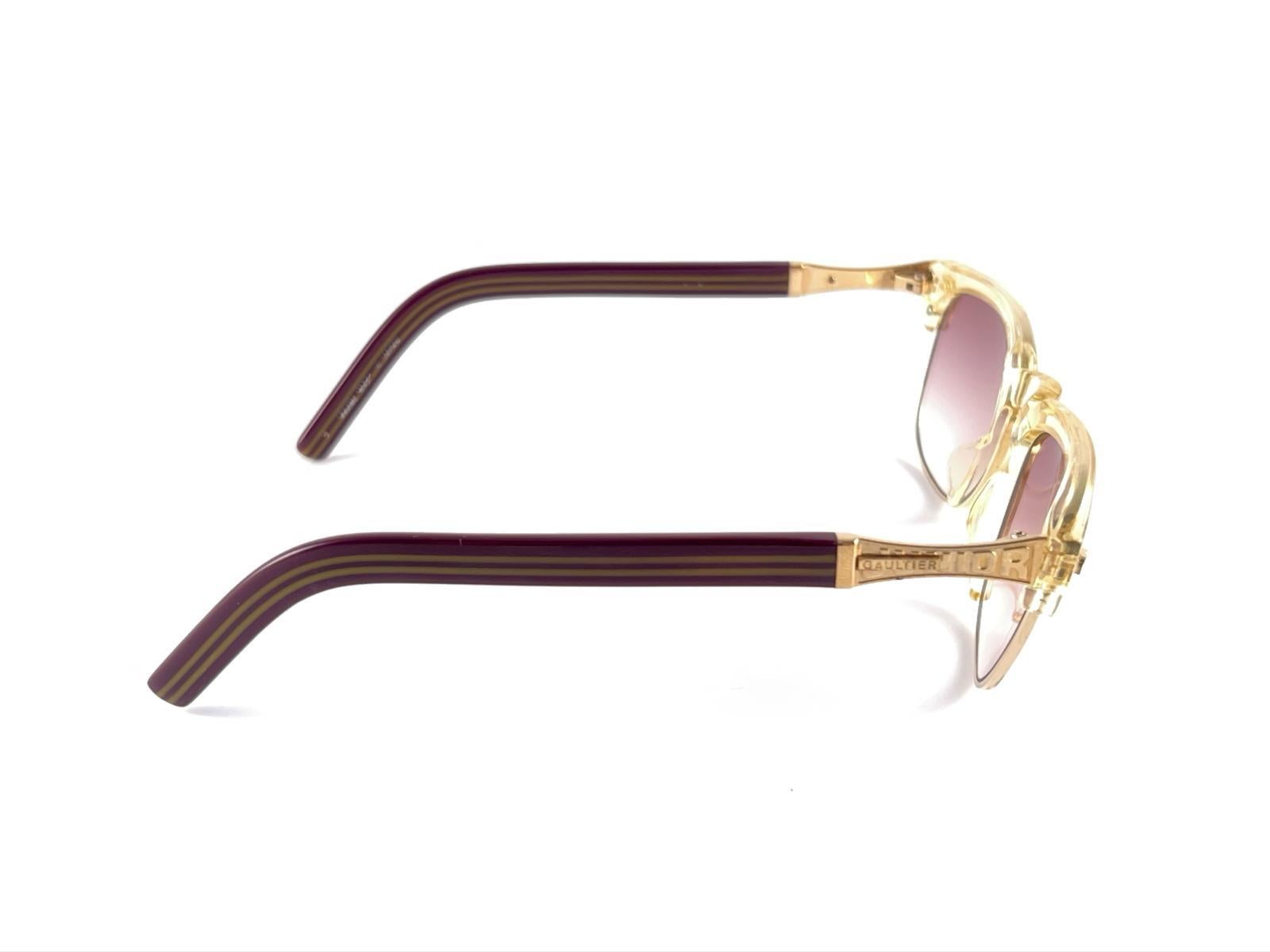 New Vintage Jean Paul Gaultier 57 1271 Translucent 90's Japan Sunglasses For Sale 1