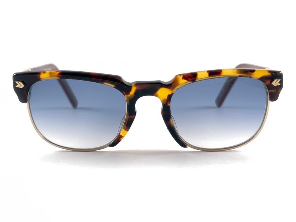 Gray New Vintage Jean Paul Gaultier 57 1271 Yellow Tortoise 90's Japan Sunglasses  For Sale