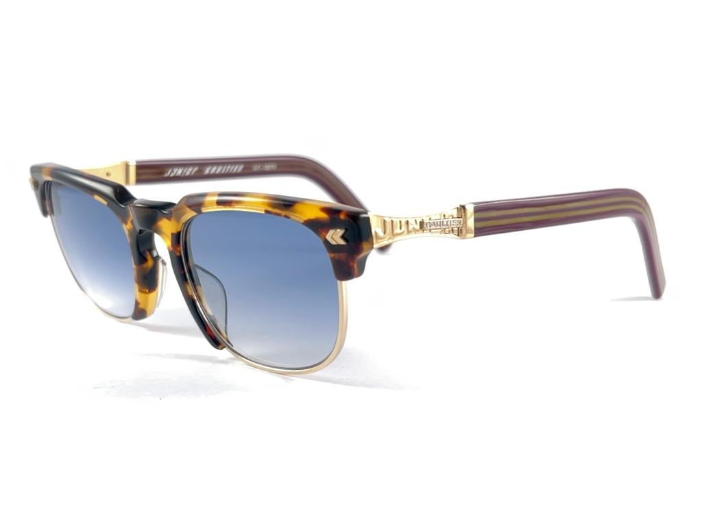 Vintage Jean Paul Gaultier 57 1271 Gelbe Schildpatt-Sonnenbrille aus Japan, 90er Jahre  im Angebot 1