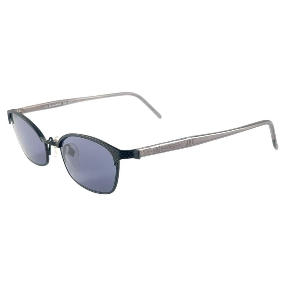 New Vintage Jean Paul Gaultier 58 0011 Silver & Blue Sunglasses 1990's Japan For Sale