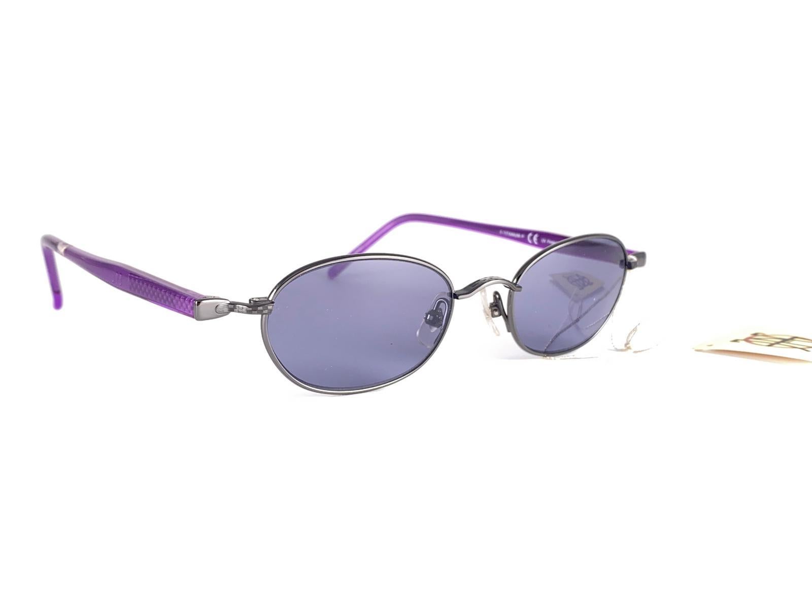 Gray New Vintage Jean Paul Gaultier 58 0015 Purple Frame Sunglasses 1990'S Japan For Sale
