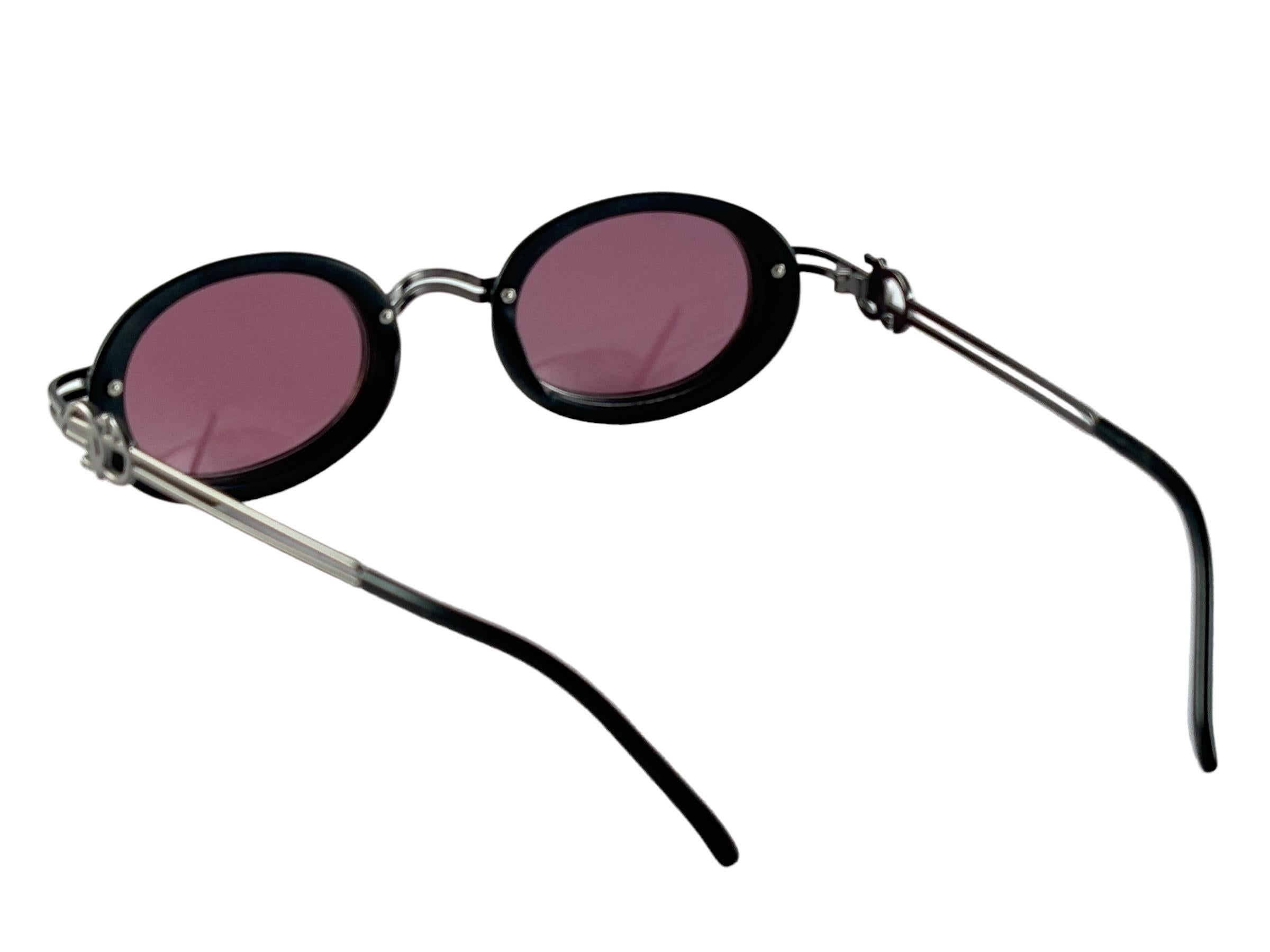 Brown New Vintage Jean Paul Gaultier 58 5201 Black Oval Euphoria Frame Sunglasses For Sale