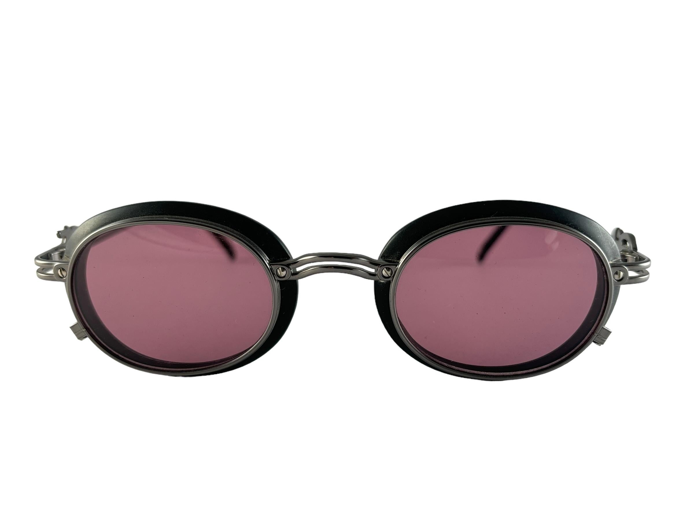 New Vintage Jean Paul Gaultier 58 5201 Black Oval Euphoria Frame Sunglasses For Sale 2