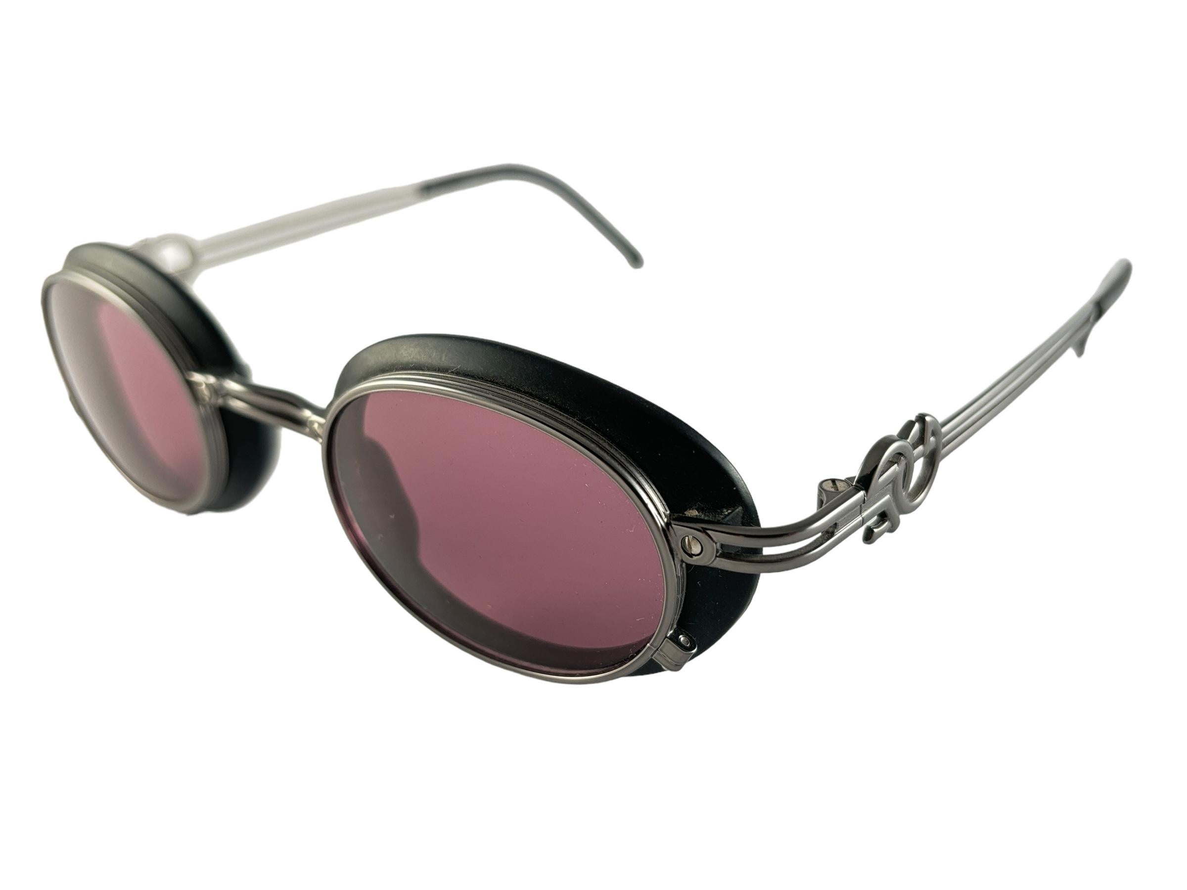 New Vintage Jean Paul Gaultier 58 5201 Black Oval Euphoria Frame Sunglasses For Sale 3
