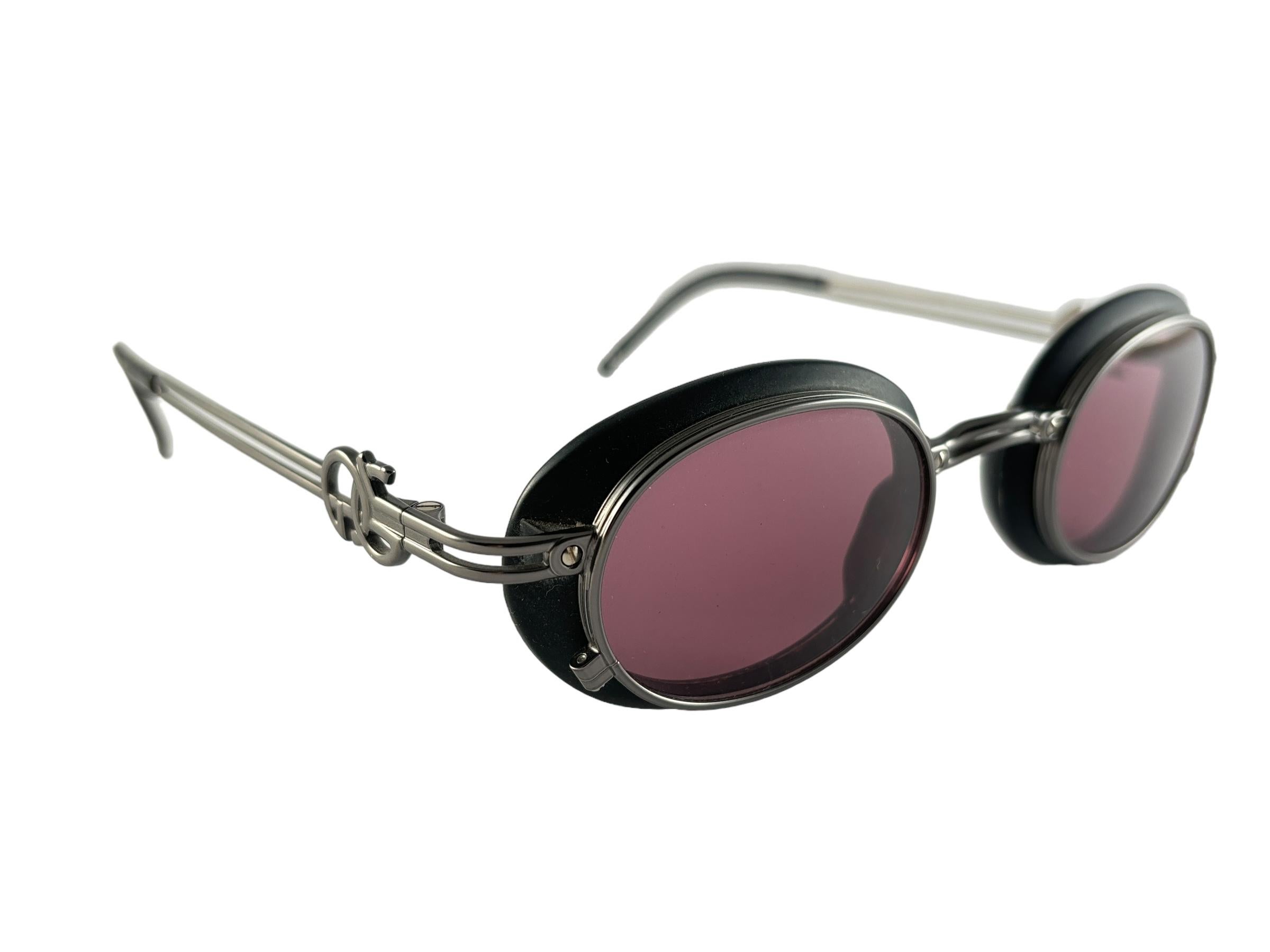 New Vintage Jean Paul Gaultier 58 5201 Black Oval Euphoria Frame Sunglasses For Sale 4