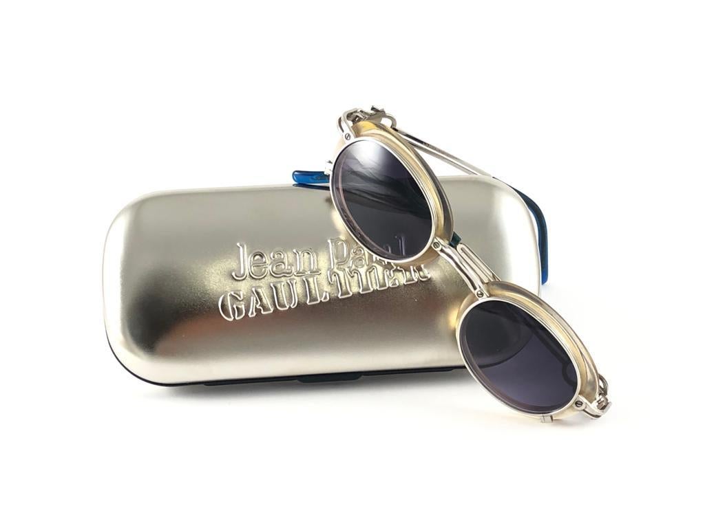 New Vintage Jean Paul Gaultier 58 5201 Silver Oval Euphoria Frame Sunglasses  3