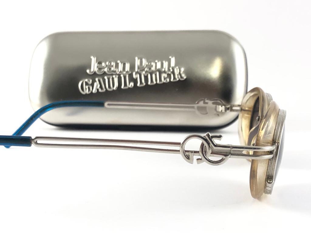 New Vintage Jean Paul Gaultier 58 5201 Silver Oval Euphoria Frame Sunglasses  4