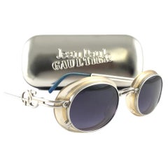 New Vintage Jean Paul Gaultier 58 5201 Silver Oval Euphoria Frame Sunglasses 