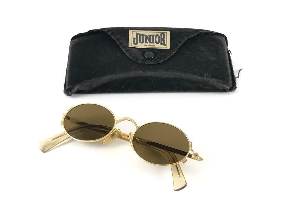 New Vintage Jean Paul Gaultier 58 6104 Gold Oval Frame Sunglasses  4
