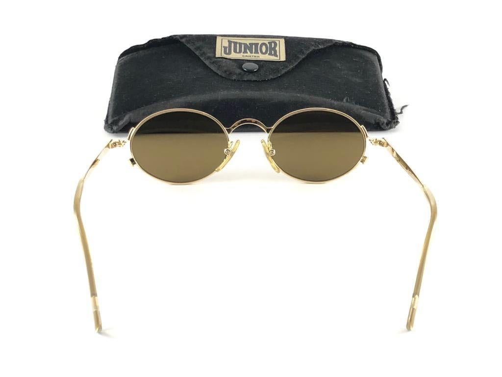 Black New Vintage Jean Paul Gaultier 58 6104 Gold Oval Frame Sunglasses 