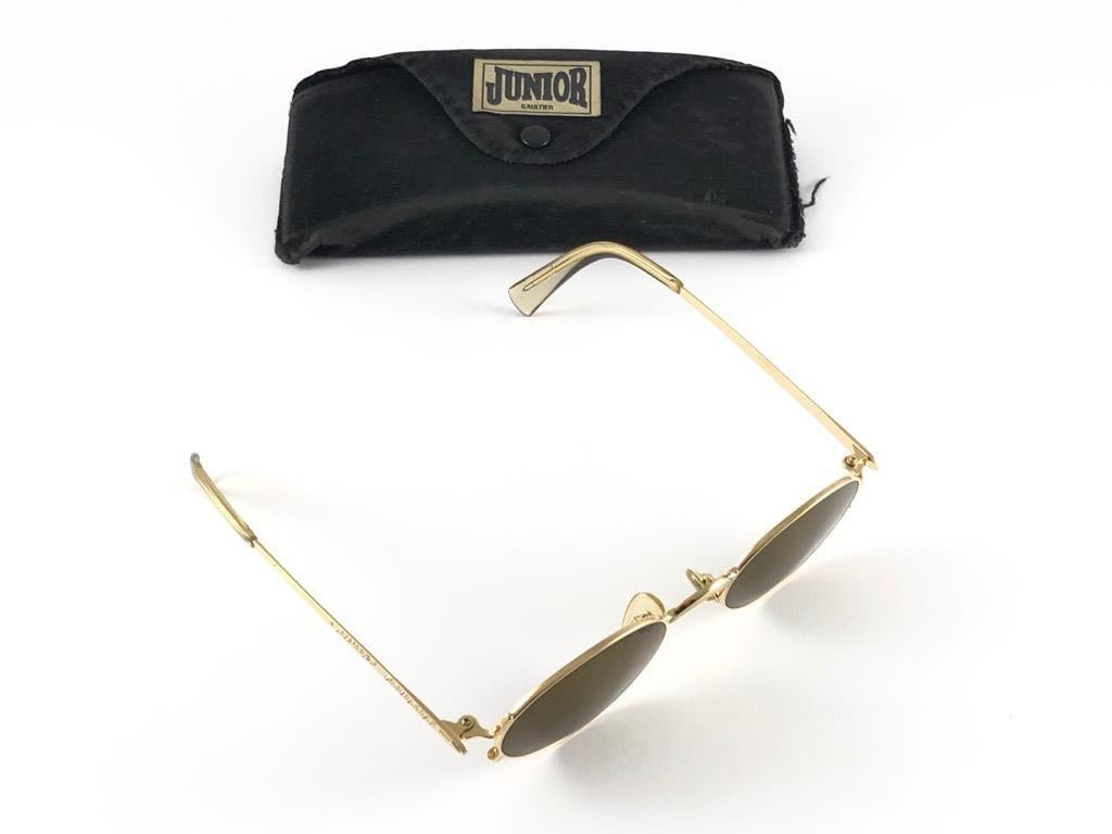 New Vintage Jean Paul Gaultier 58 6104 Gold Oval Frame Sunglasses  2