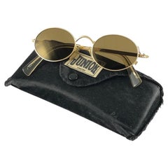 Neu Vintage Jean Paul Gaultier 58 6104 Gold Ovalrahmen-Sonnenbrille 