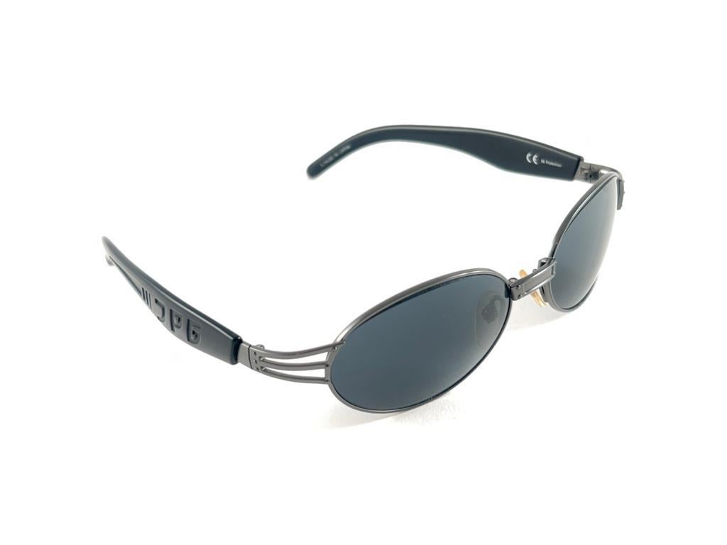 Women's or Men's New Vintage Jean Paul Gaultier 58 7203 Oval Silver Sunglasses 1990's Japan For Sale