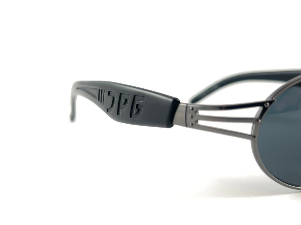 New Vintage Jean Paul Gaultier 58 7203 Oval Silver Sunglasses 1990's Japan For Sale 1
