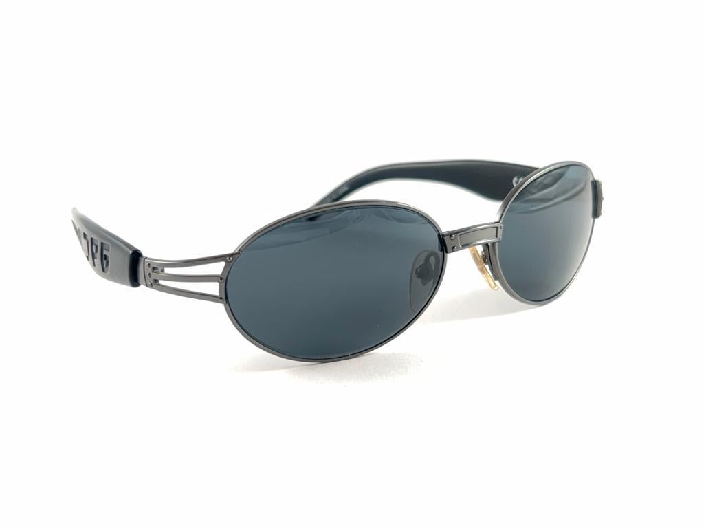 New Vintage Jean Paul Gaultier 58 7203 Oval Silver Sunglasses 1990's Japan For Sale 2