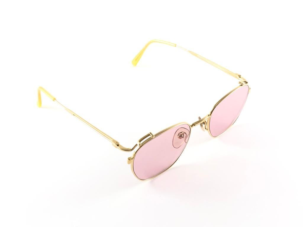 New Vintage Jean Paul Gaultier Junior  55 3173 gold sunglasses 1990s Japan In New Condition For Sale In Baleares, Baleares