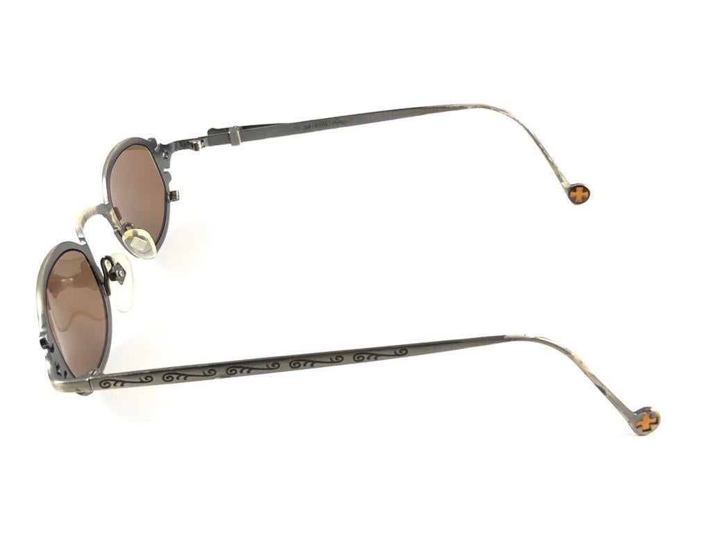 Gray New Vintage Jean Paul Gaultier Limited Edition 56 0001 Side Clip 99' Sunglasses  For Sale