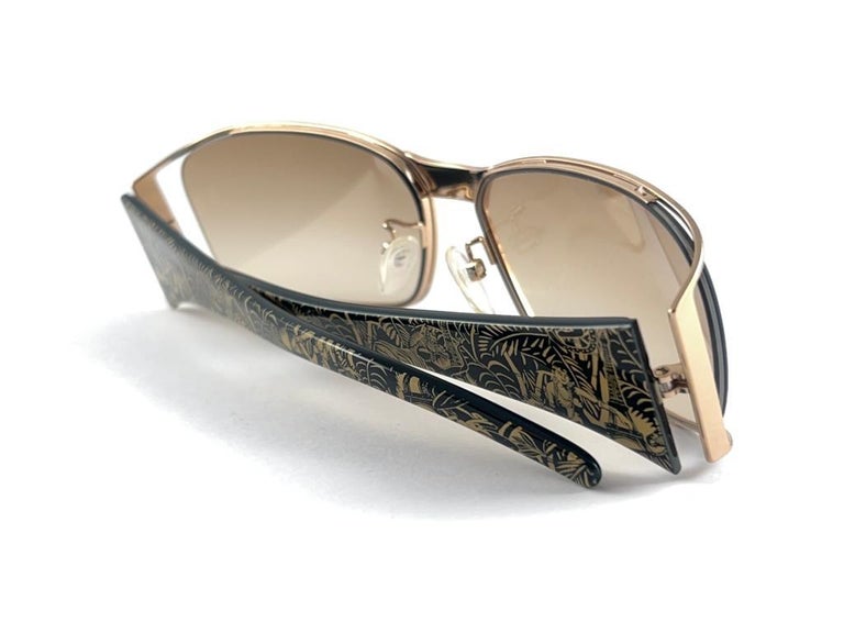 New Vintage Jean Paul Gaultier SJP 008 Gold Mask Sunglasses 1990's