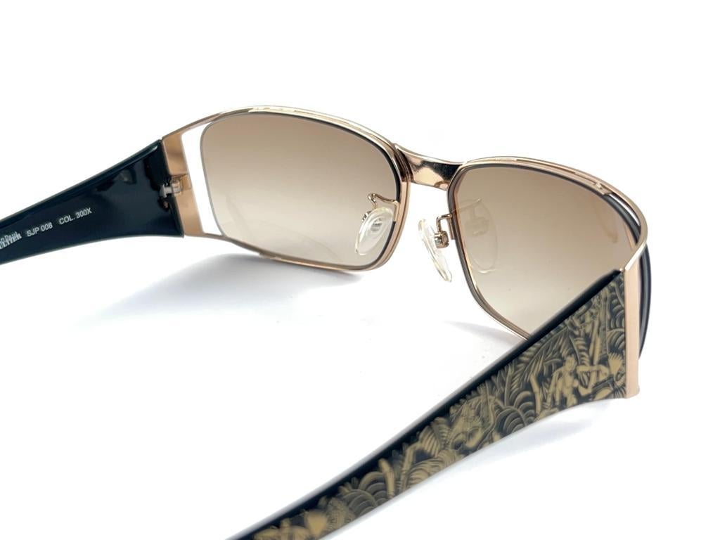 Women's or Men's New Vintage Jean Paul Gaultier SJP 008 Gold Mask Sunglasses 1990's Japan For Sale