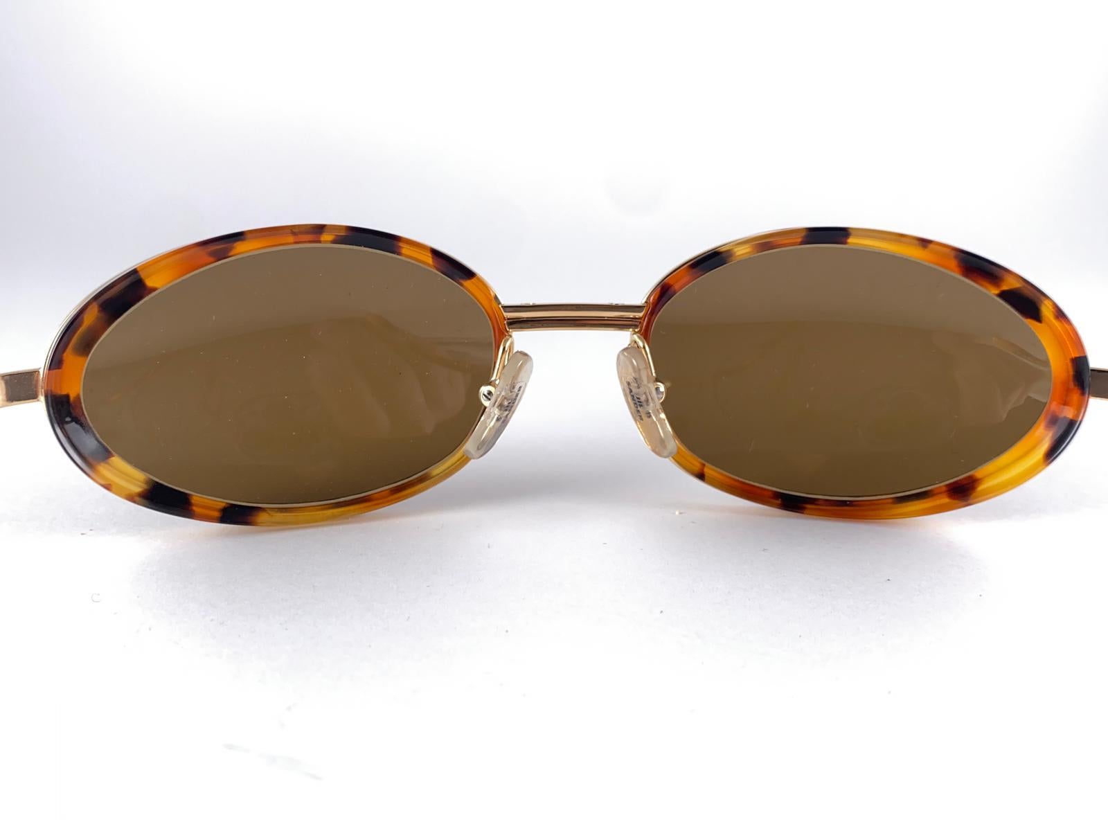 New Vintage Jill Sander 00325 Gold Oval Sunglasses Made In FRANCE For Sale 1
